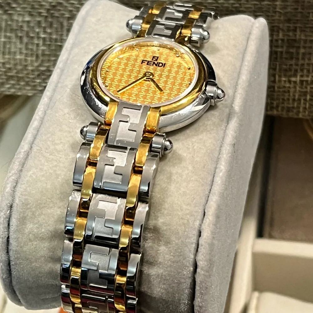 FENDI PRE-LOVED AUTHENTIC ‘ZUCCA’ 18K YELLOW GOLD-PLATED LUXURIOUS WATCH